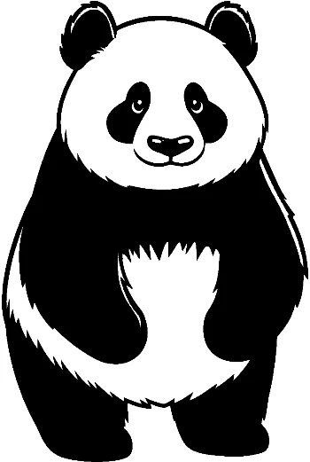 Cute Cartoon Panda Standing Smiling