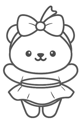 Cute Panda Girl Wearing a Bow and Ballet Tutu Printable