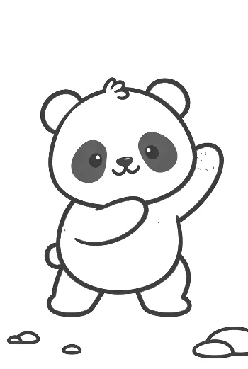 Friendly Baby Panda Waving Hello in the Forest Printable