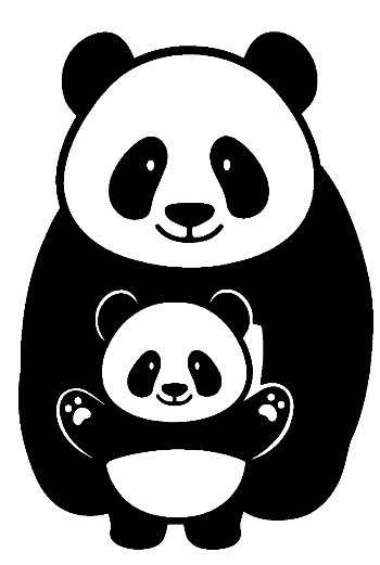 Mother Panda Hugging Cute Cub