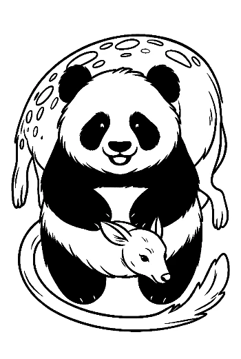 Panda Embracing Baby Deer