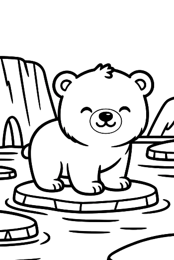 Adorable Polar Bear Cub on a Floating Ice Sheet Printable