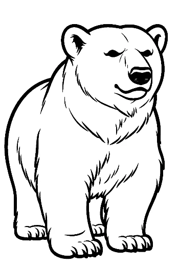 Cute Polar Bear Standing Outline
