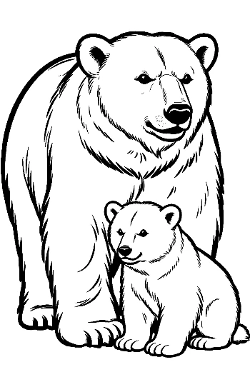 Majestic Polar Bear Mother and Cub