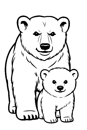 Mother Polar Bear and Cute Cub