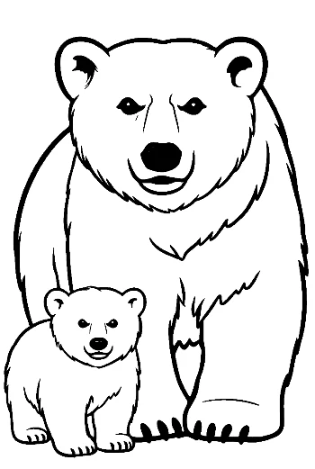 Polar Bear Mom and Cub Standing Proudly