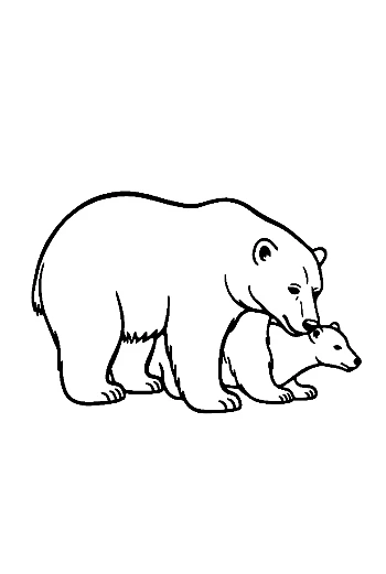 Polar Bear Mother Embracing Cub