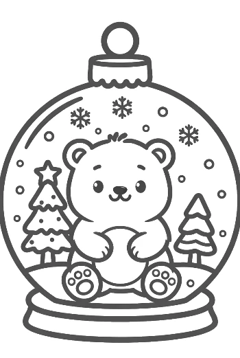 Kleiner Eisbär im Winterzauber-Globus zum Ausdrucken