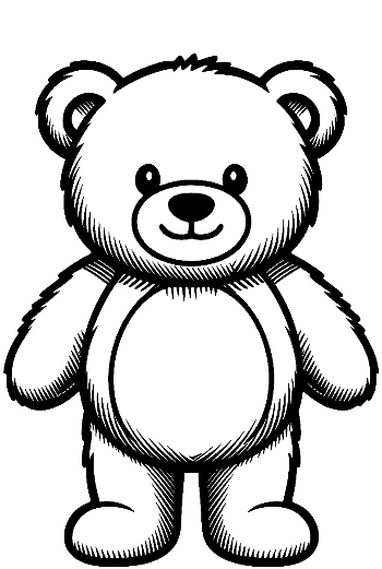 Adorable Smiling Teddy Bear Outline