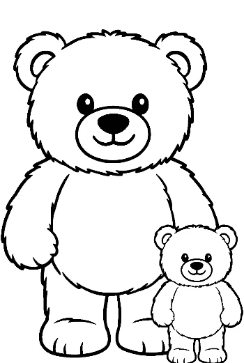 Big and Little Teddy Bears Standing Together