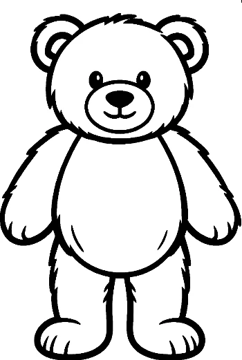 Cute Smiling Teddy Bear Outline