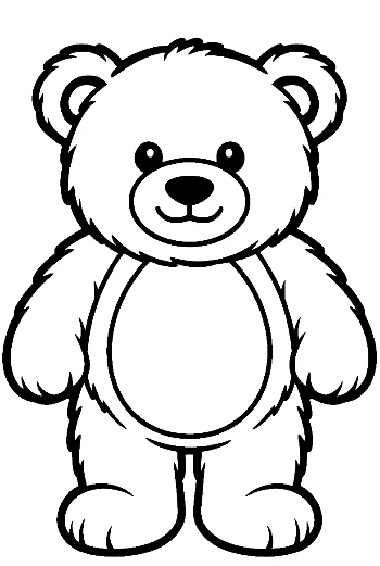 Cute Smiling Teddy Bear Outline