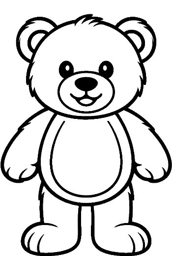 Cute Smiling Teddy Bear Outline