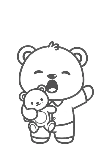 Cute Teddy Bear Cub Ready for Bed in Pajamas Printable