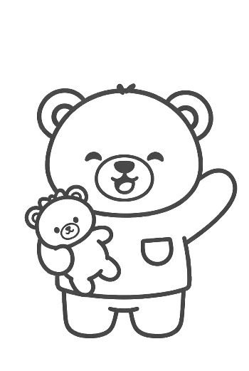 Happy Teddy Bear in Pajamas Waving Goodnight Printable