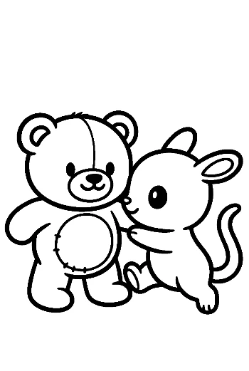Teddy Bear and Mouse Cuddling