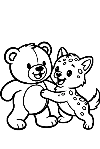 Teddy Bear Hugging Spotted Puppy