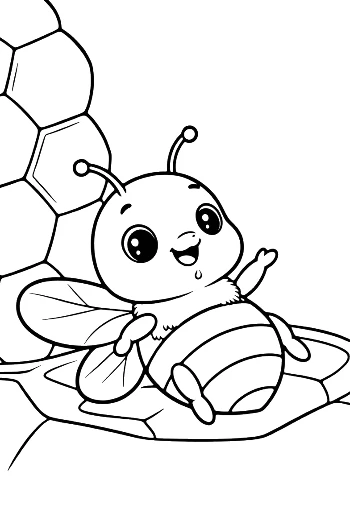 Adorable Honey Bee Resting on a Sweet Honeycomb Cell Printable
