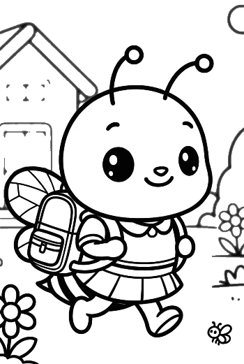 Cute Baby Bee Ready for School with a Backpack Printable