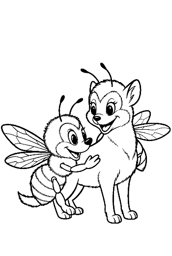 Cute Bee and Puppy Hugging
