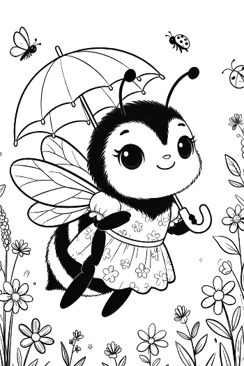 Cute Bumble Bee Coloring Page Printable