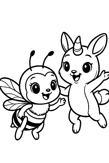 Cute Honey Bee and Unicorn Bunny Friends