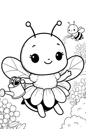 Cute Honey Bee Holding a Large Sunflower Petal Printable