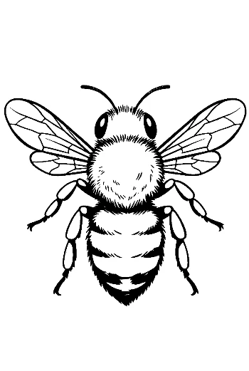 Detailed Honey Bee Line Art