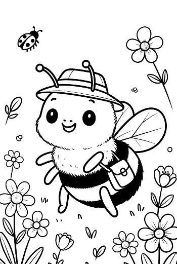 Easy Honey Bee Coloring Page Printable