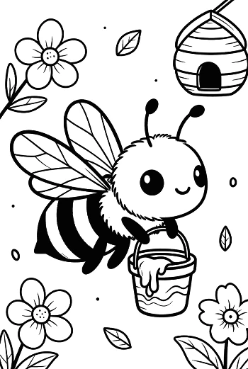 Little Bee Gatherer Holding a Jar of Sweet Honey Printable