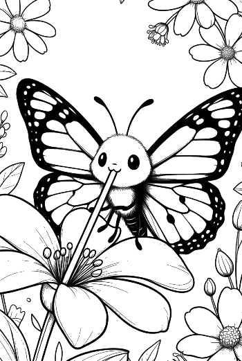 Adorable Butterfly Sitting on a Daisy in the Sun Printable