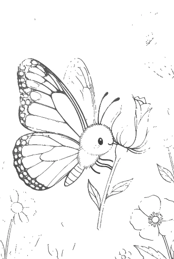 Cute Monarch Butterfly to Color Printable