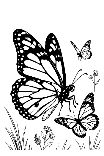 Monarch Butterflies Fluttering in Meadow