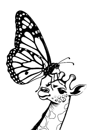 Monarch Butterfly on Giraffe Head