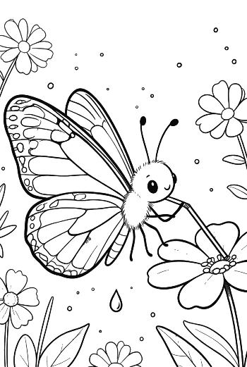Pretty Monarch Butterfly Landing on a Cluster of Flowers Printable