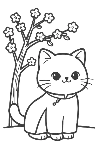 Adorable Baby Cat in a Stylish Coat Walking Outdoors Printable