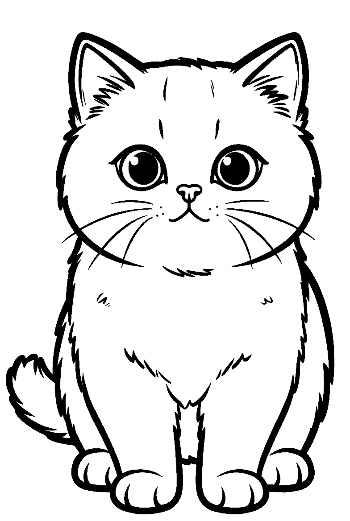 Cute British Shorthair Kitten Outline
