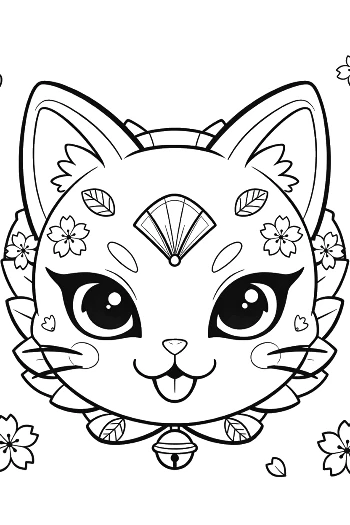 Adorable Kitten Wearing a Detailed Fox-Style Cat Mask Printable