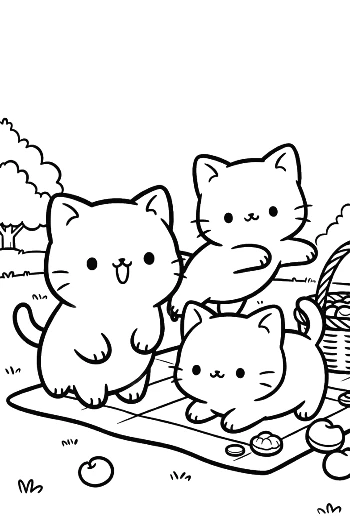 Small Kittens Playing Together on a Picnic Blanket Printable