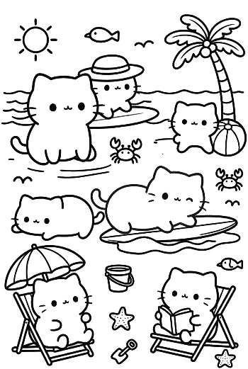 Free Cute Cats to Color Printable