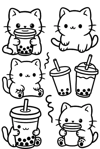 Easy Kawaii to Color Printable