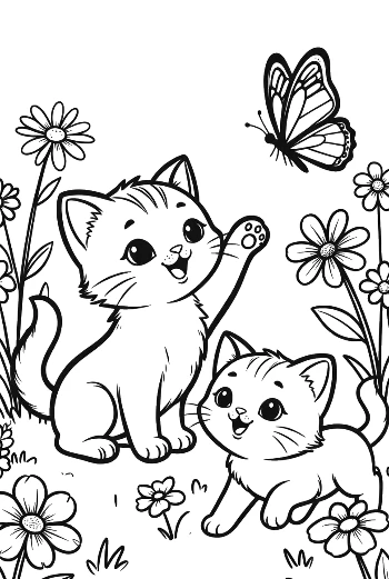 Download Kittens Coloring Page Printable