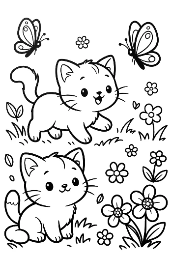 Kittens Coloring Sheet Printable