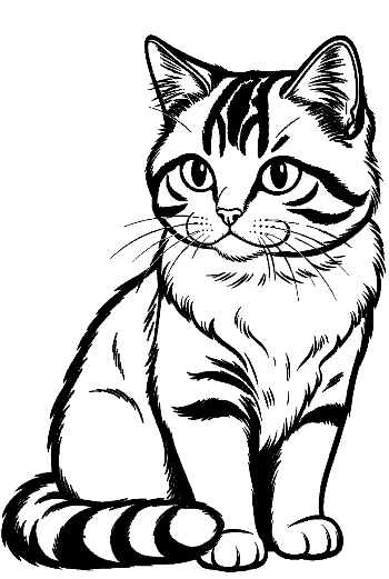 Cute Tabby Kitten Line Art