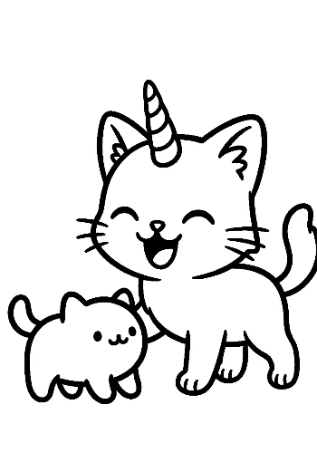 Adorable Unicorn Cat and Kitten Duo
