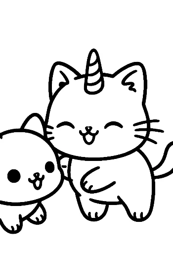 Cute Unicorn Cat Hugging Kitten