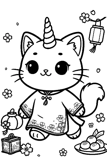 Einhorn-Katze Ausmalbild zum Drucken