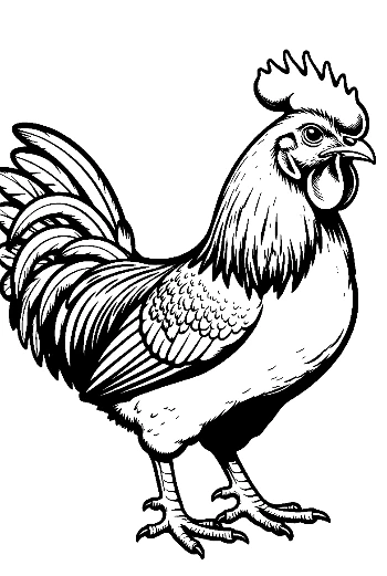 ไก่ตัวผู้สง่างามยืนอย่างภาคภูมิใจ