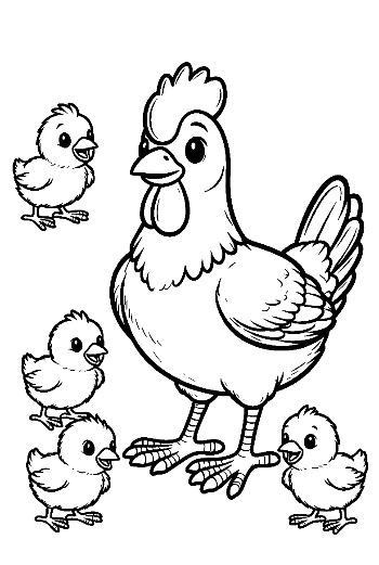แม่ไก่และลูกไก่