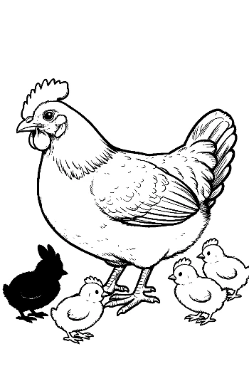 Mother Hen and Her Fluffy Chicks